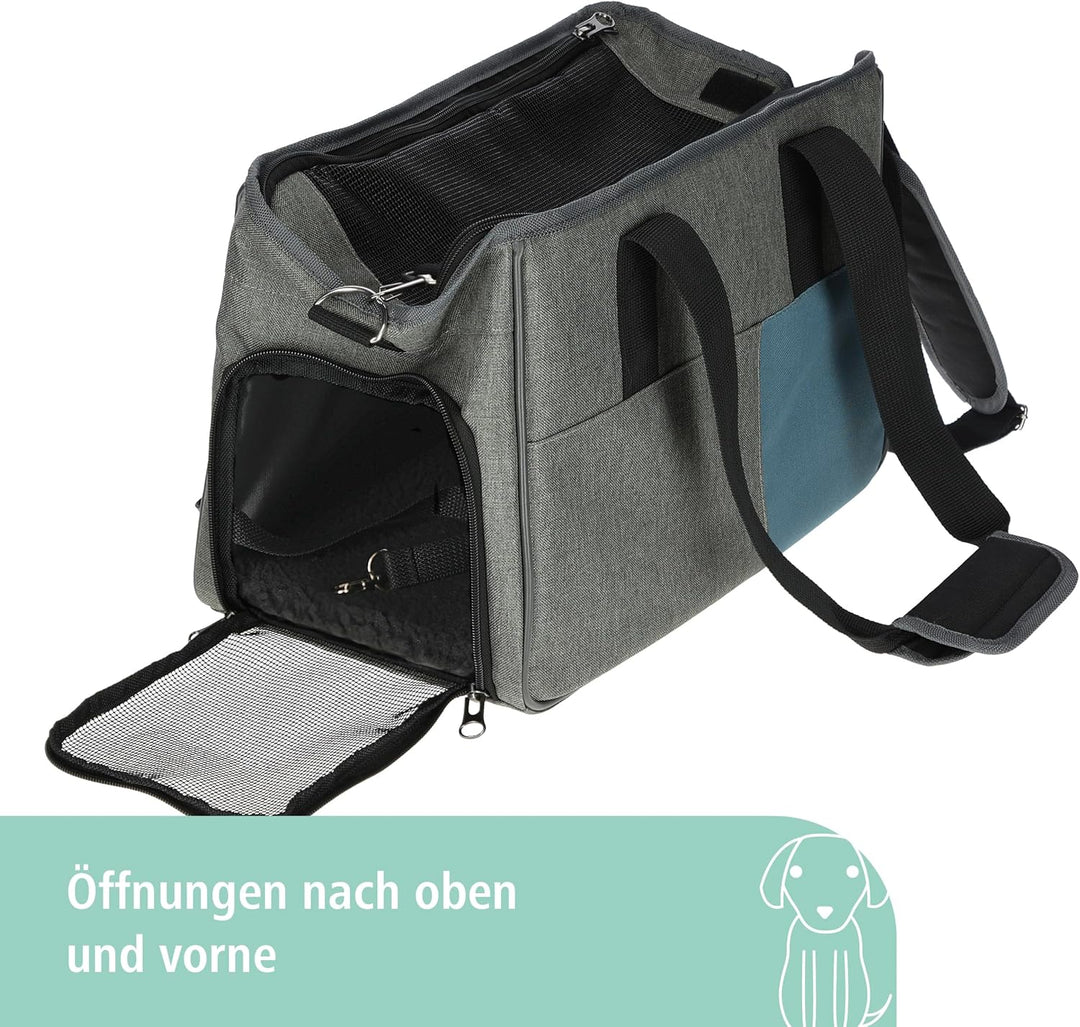 Kerbl Pet Tragetasche Vacation, Hundetasche, Transporttasche, grau, blau, 40x20x27cm, Nylon, Hunde,