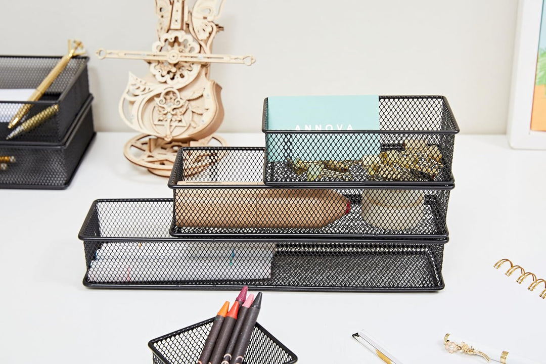 Annova Netz-Schubladenschrank und Regal, Organizer, Aufbewahrungskorb, für Schule, Büro, Zubehör, 2
