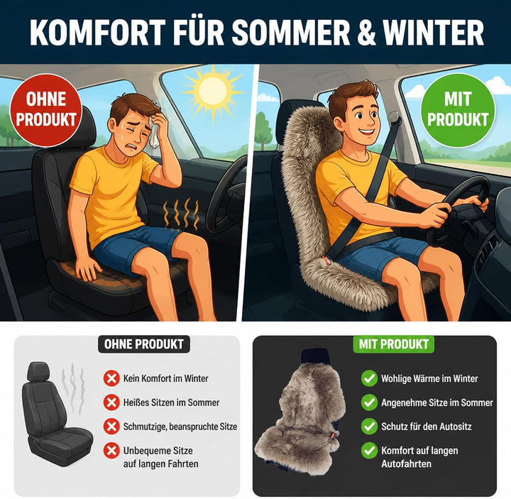 Leibersperger Felle Hochwertige Autofell Sitzauflage Stoffsitz – Geeignet für Jede Jahreszeit - Beso