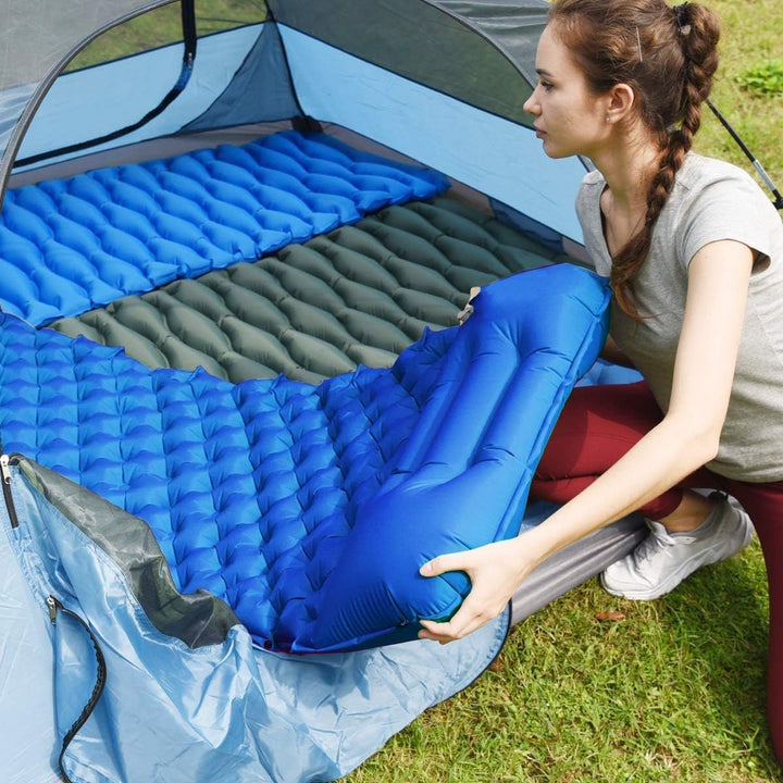 Isomatte Camping, Ultraleichte Aufblasbare Isomatte mit Kissen, wasserdichte und Feuchtigkeitsbestän