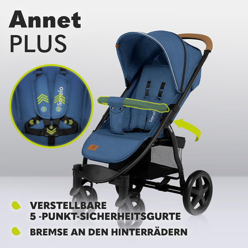 LIONELO Annet Buggy bis 22 kg mit Liegefunktion, Kinderwagen klein zusammenklappbar mit Zubehör, Eva