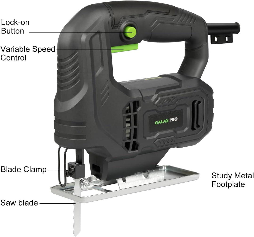 GALAX PRO 400W Stichsägen, 3000 U/min, ±45° Winkelschnitt, Feststellknopf, mit für Holz und Metall g