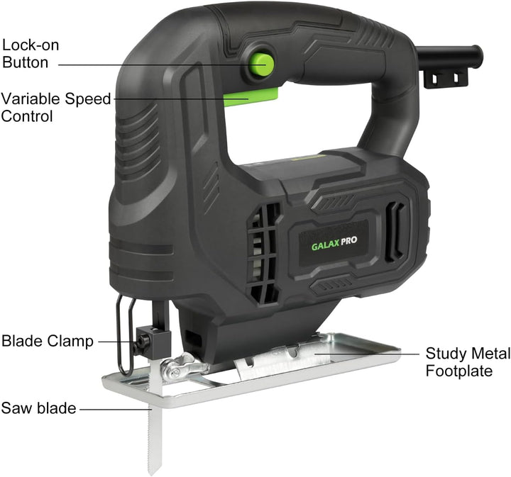 GALAX PRO 400W Stichsägen, 3000 U/min, ±45° Winkelschnitt, Feststellknopf, mit für Holz und Metall g