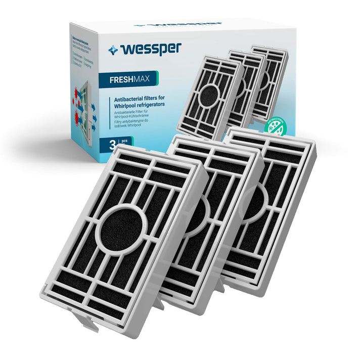 Wessper 3er Pack Antibakterieller Hygiene Luftfilter für Bauknecht Whirlpool Side-by-Side Kühlschran