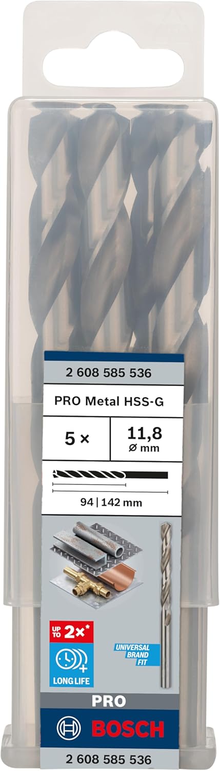 Bosch Professional Metallbohrer HSS-G geschliffen (5 Stück, Ø 11,8 mm) Durchmesser: 11.8/Gesamtlänge