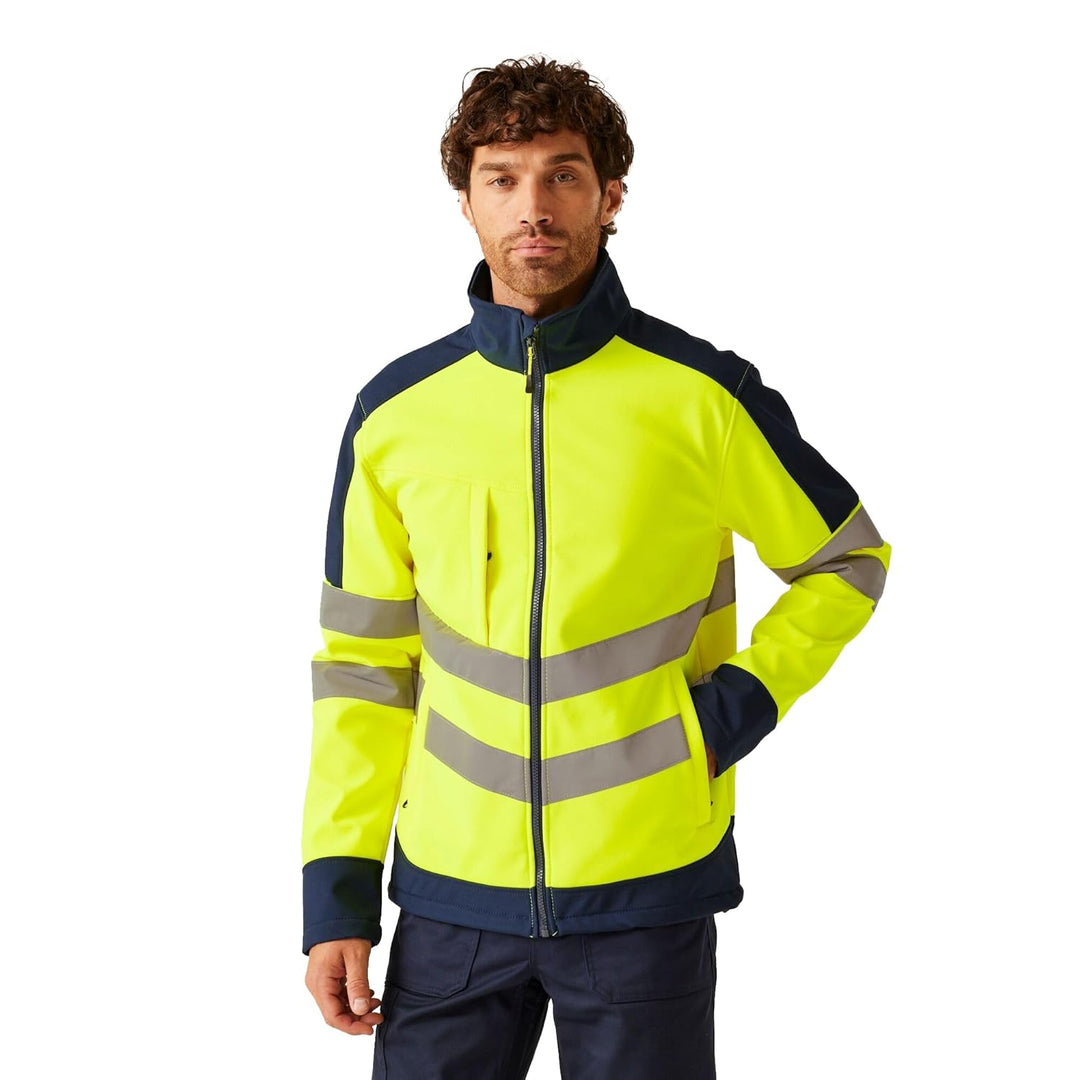 Regatta TRA625 20795 Professionelle Warnschutz-Softshelljacke, wasserdicht und atmungsaktiv, Gelb/Ma