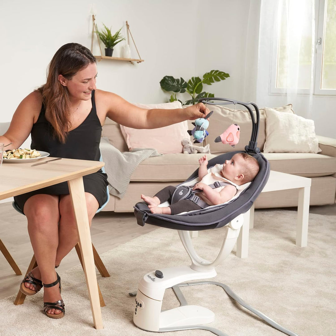 Babymoov Babyschaukel Swoon Motion Zink - inkl. 8 Melodien, 360° Sitzfläche, verstellbare Rückenlehn