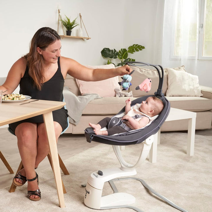 Babymoov Babyschaukel Swoon Motion Zink - inkl. 8 Melodien, 360° Sitzfläche, verstellbare Rückenlehn