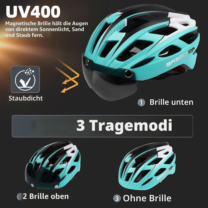 Shinmax Fahrradhelm mit LED-Beleuchtung, Fahrradhelm mit Sicherheitsbeleuchtung, magnetischer Fahrra