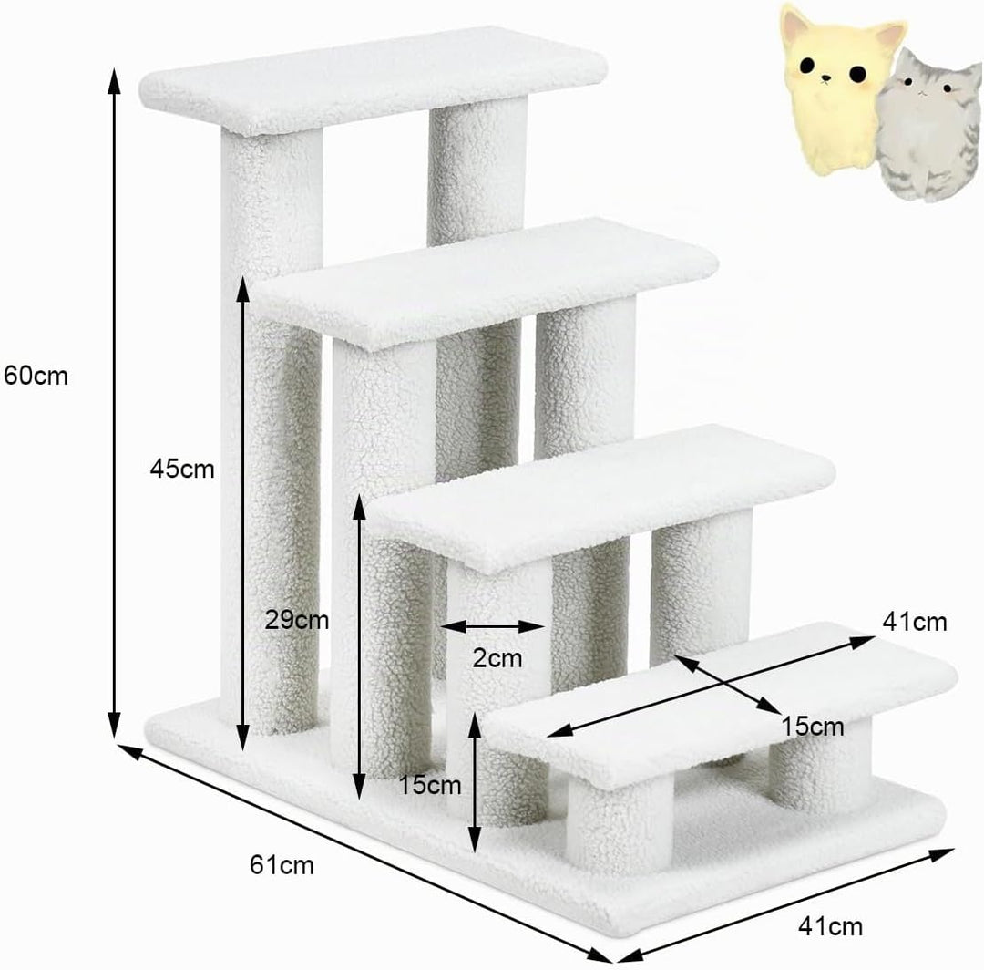 SOARS Katzentreppe, 4-stufige Haustiertreppe, Treppe für Katzen bis 25 kg, Hundetreppe, Kletterbaum
