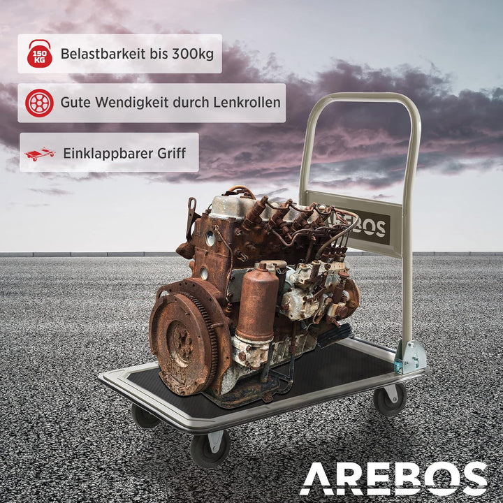 Arebos Plattformwagen | Transportwagen | Plattformwagen klappbar | Klappwagen faltbar | lastenwagen