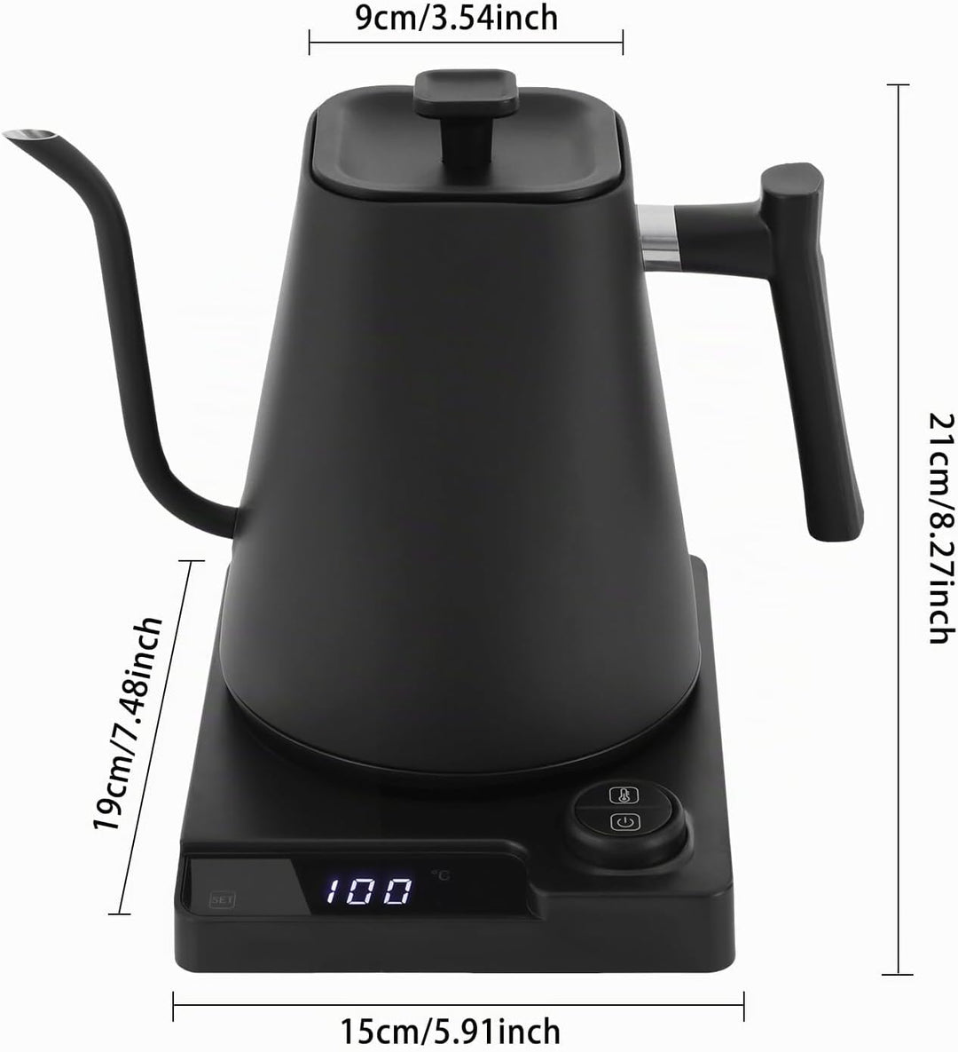 Elektrischer Wasserkocher Schwanenhals mit Temperaturregelung, 1200W, 1L Kapazität, Schnell Kochen,