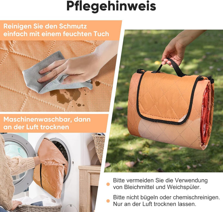 Picknickdecke isoliert 200 x 200cm XXL wasserdicht, 210D Oxford Campingdecke Ultraleicht, Picnic Bla