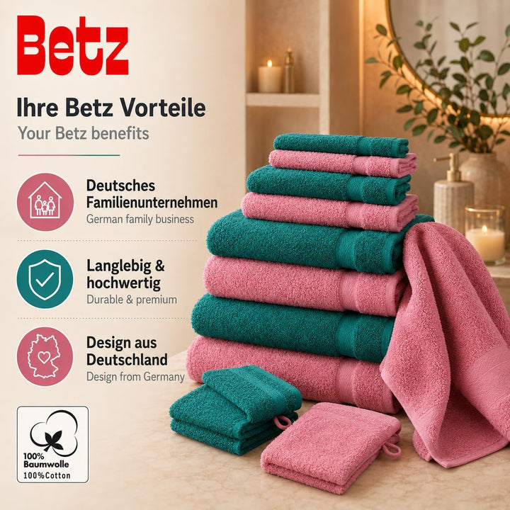 Betz 10-TLG. Handtuch-Set Premium 100% Baumwolle 2 Duschtücher 4 Handtücher 2 Gästetücher 2 Waschhan