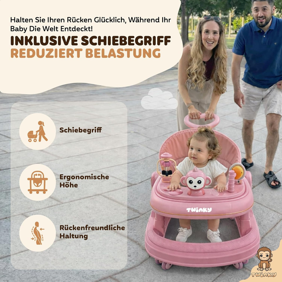 Twinky® Lauflernwagen mit Spielset & Bodenmatte - Robuste 4-fach verstellbare Vorschul-Lauflernhilfe