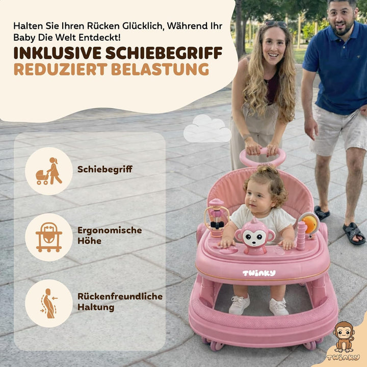 Twinky® Lauflernwagen mit Spielset & Bodenmatte - Robuste 4-fach verstellbare Vorschul-Lauflernhilfe