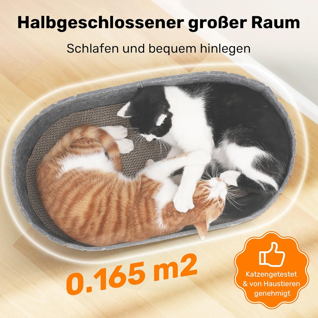 FUKUMARU Kratzbrett für Katzen, 61 cm Kratzpappe in Sofa-Form, Umkehrbares Katzenbett, Runde Kratzpa