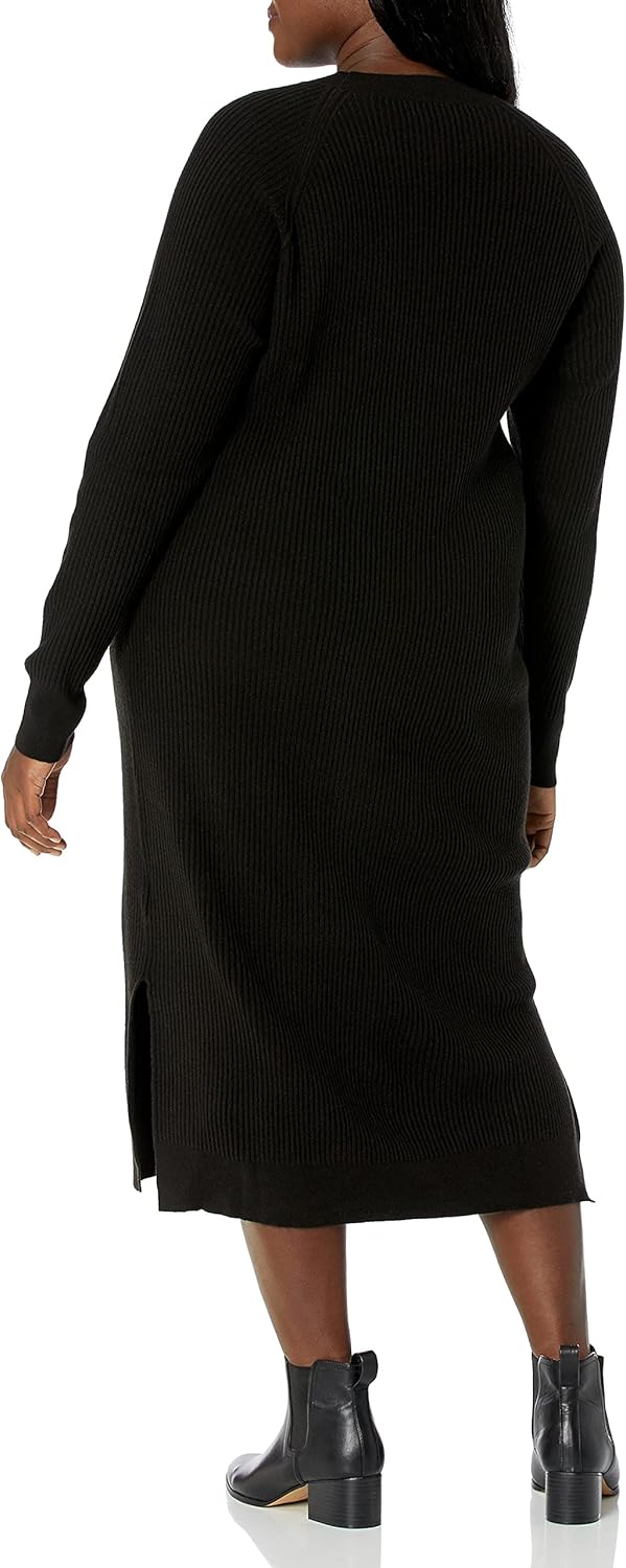 The Drop Renata Ripp-Midikleid für Damen, Schwarz