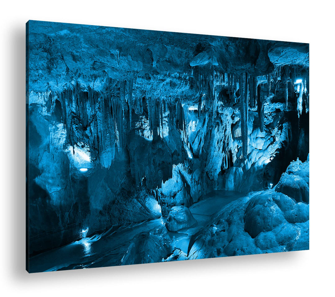 deyoli beeindruckende Grotte mit Gesteinsformationen Format 80x60 Effekt: Monocrome Blau als Leinwan