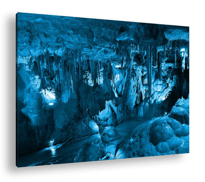 deyoli beeindruckende Grotte mit Gesteinsformationen Format 80x60 Effekt: Monocrome Blau als Leinwan