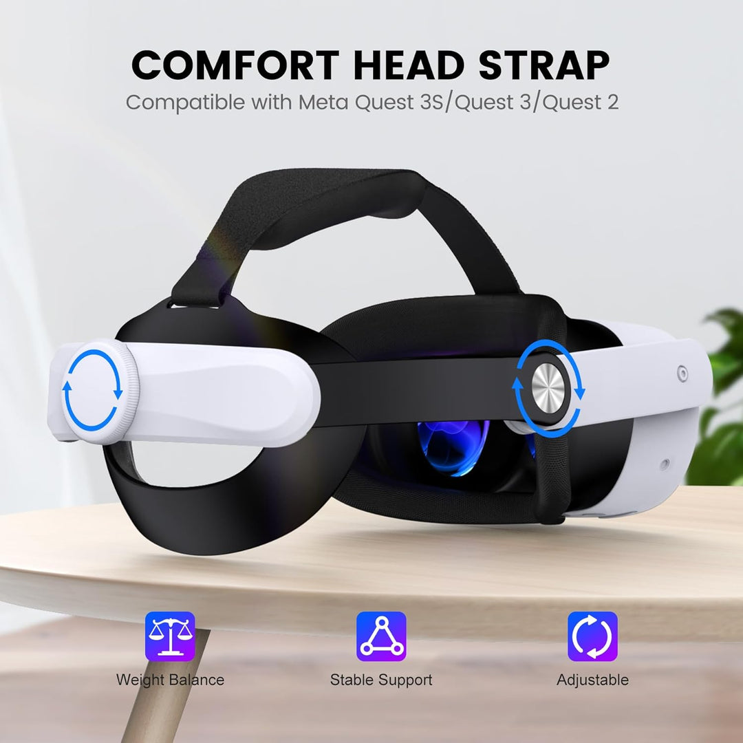Headstrap für Meta Quest 3S/Quest 3/Quest 2, verstellbares Ersatz-Kopfband für Elite-Kopfband, VR-He