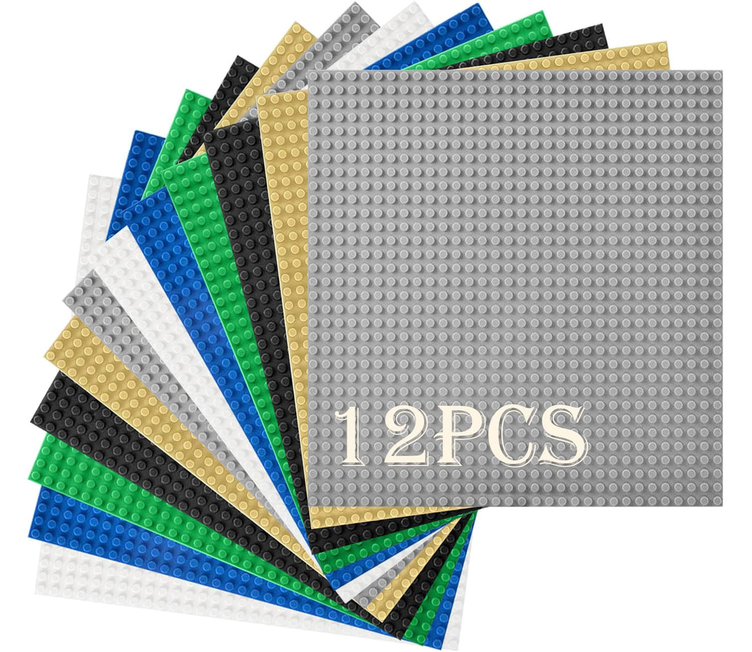 HUYIYI 12 Platten-Set Bauplatte Kompatibel mit Meisten Marken,Kompatibel mit Bauplatte Classic,25,5