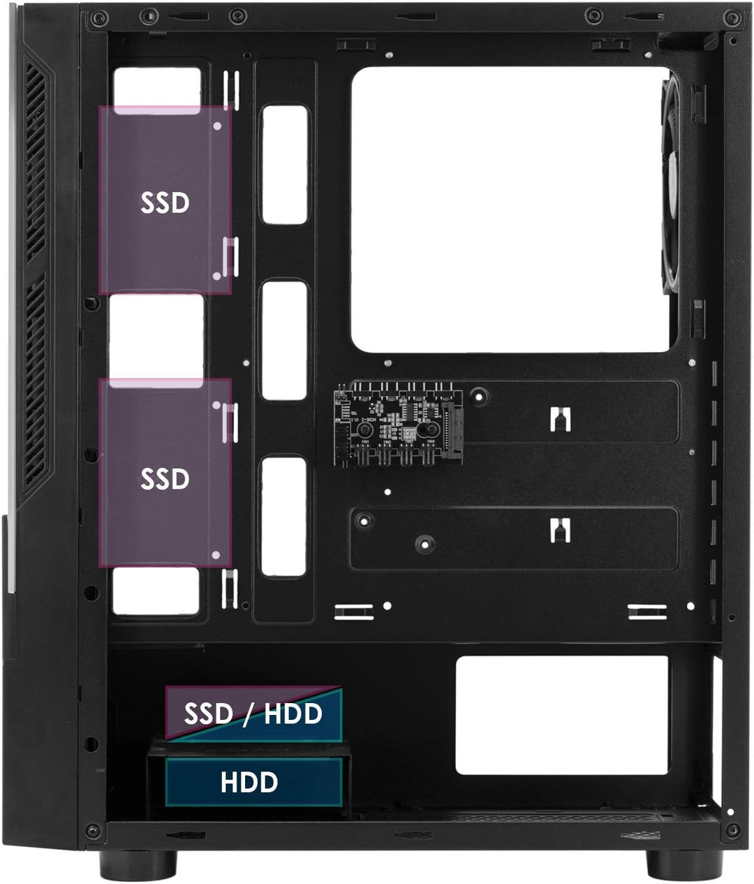 EMPIRE GAMING – PC Gehäuse Spartan ARGB mittelgrosser Gehäuseturm ATX – Fassade mit LED Hintergrundb