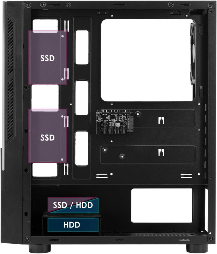 EMPIRE GAMING – PC Gehäuse Spartan ARGB mittelgrosser Gehäuseturm ATX – Fassade mit LED Hintergrundb