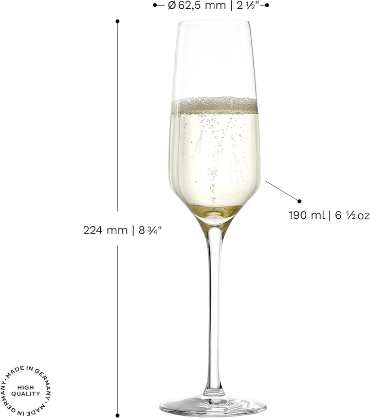 Stölzle Lausitz Sektgläser Experience 190 ml I Schaumweingläser 6er Set Kristallglas I Sektkelche sp