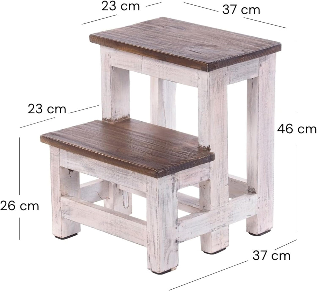 PFLANZENTREPPE Step | 46x37x37 cm (HxBxT), Altholz, zweistufig | rustikales Blumenregal, Pflanzenhoc