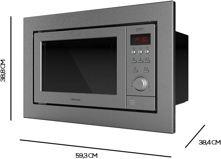 Cecotec Digitale und einbaubare Mikrowelle mit 25 Liter Fassungsvermögen GrandHeat 2500 Built-in Ste