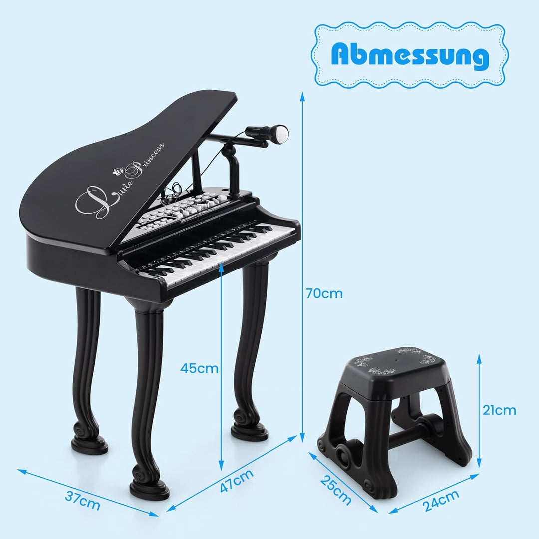 DREAMADE 37 Tasten Keyboard Kinder, mini E-Piano mit Hocker & Mikrofon & 3 Lehrmodi & 8 Rhythmen & A