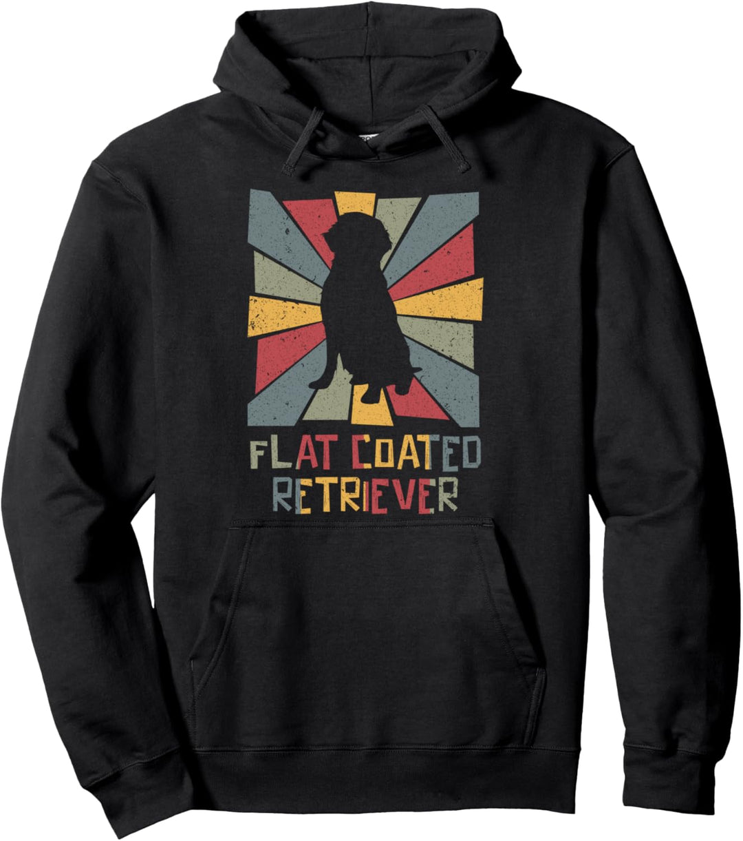 Flat Coated Retriever Vintage Hund Hunde Pfote Pfoten Pullover Hoodie