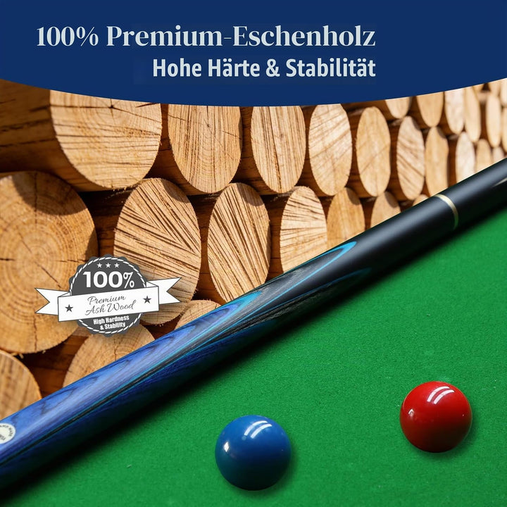 57 inch Premium Ash Wood Snooker Cue with Extension,18 oz weight, 10mm Leather Tip, 3/4 Design, Comp
