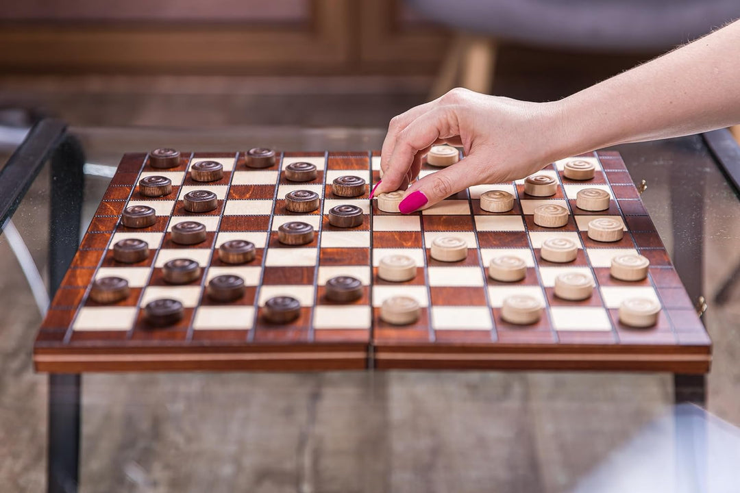 Square - Damespiel - 100 Feld - Dame Set aus Holz - Brett 40 x 40 cm