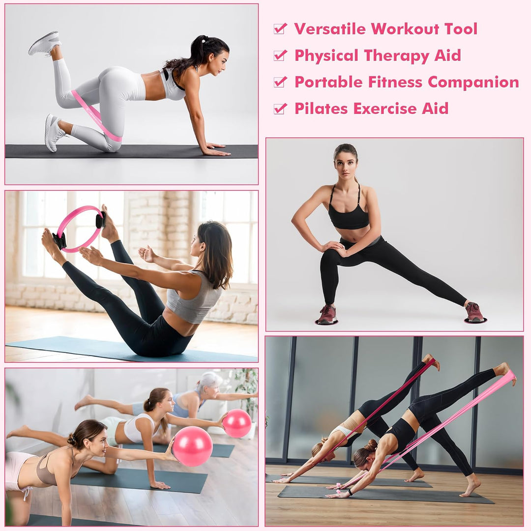 Pilates Ring Set Exercise Equipment with Exercise Bands Resistance Bands Set, Pilates Ball, Sliding