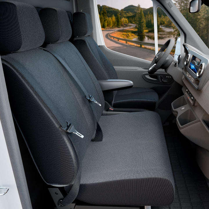 Walser Transporter Sitzbezüge Auto für VW Crafter, Mercedes Sprinter, 1 Einzelsitz (Aussparung Armle