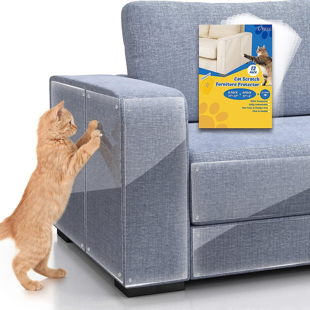 Uross 12 Stück Katze Kratzschutz, 8 Stück 43 x 30cm kratzschutz Sofa Katzen, Kratzschutzfolie, Kratz