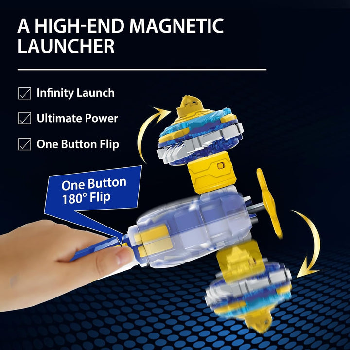 Infinity Nado Non-Stop Kreisel mit magnetischem Werfer Cracking Panzer, Metallkreisel für Jungen und