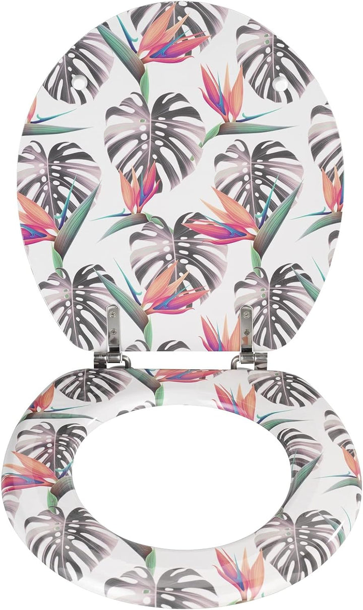 WENKO WC-Sitz Tropical - Toiletten-Sitz, MDF, 37 x 41 cm, Mehrfarbig