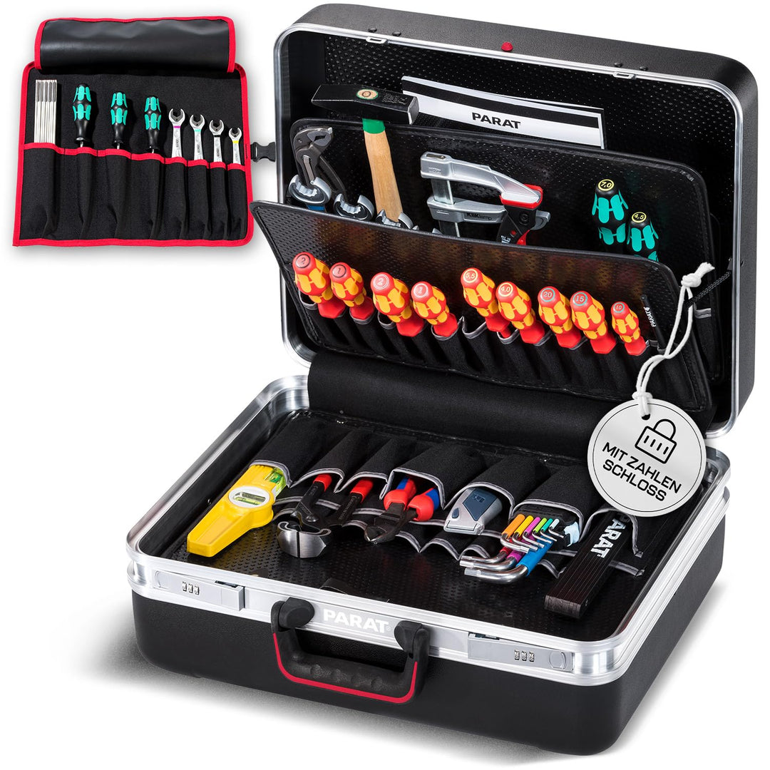 PARAT CLASSIC KingSize Safe | Rollkoffer für 50 Werkzeuge mit Zahlenschloss | Inkl. BASIC Roll-Up Ca