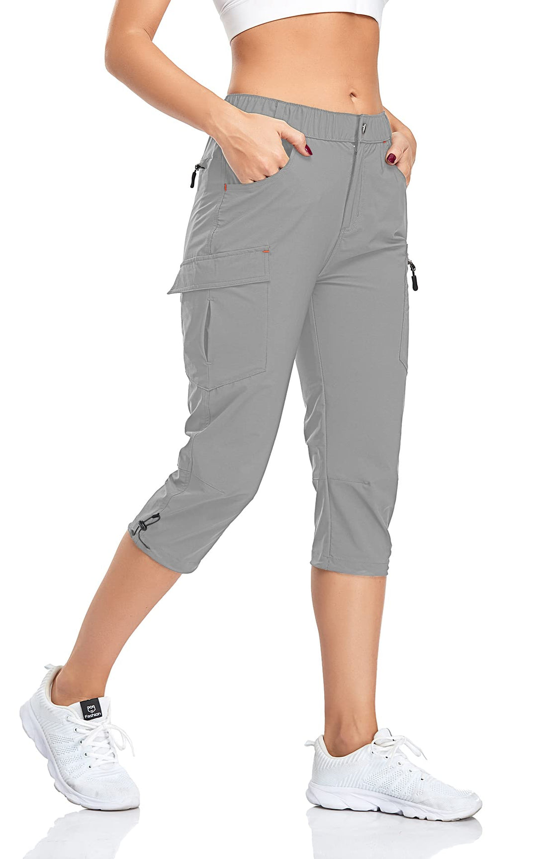 GymBrave Damen-Cargohose, schnelltrocknend, Outdoor-Camping-Caprihose, wasserabweisend, LSF 50, mit