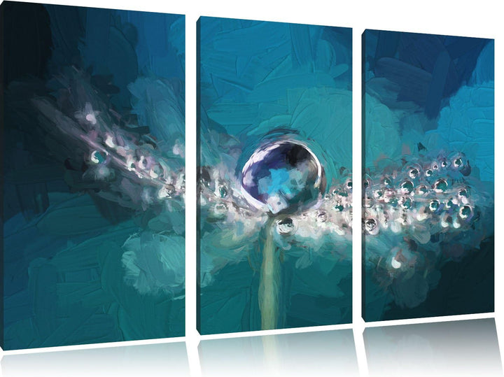 Pixxprint Wassertropfen auf Einer Pusteblume als Leinwandbild/Grösse: 3 Teilig (120x80) cm/Wandbild/