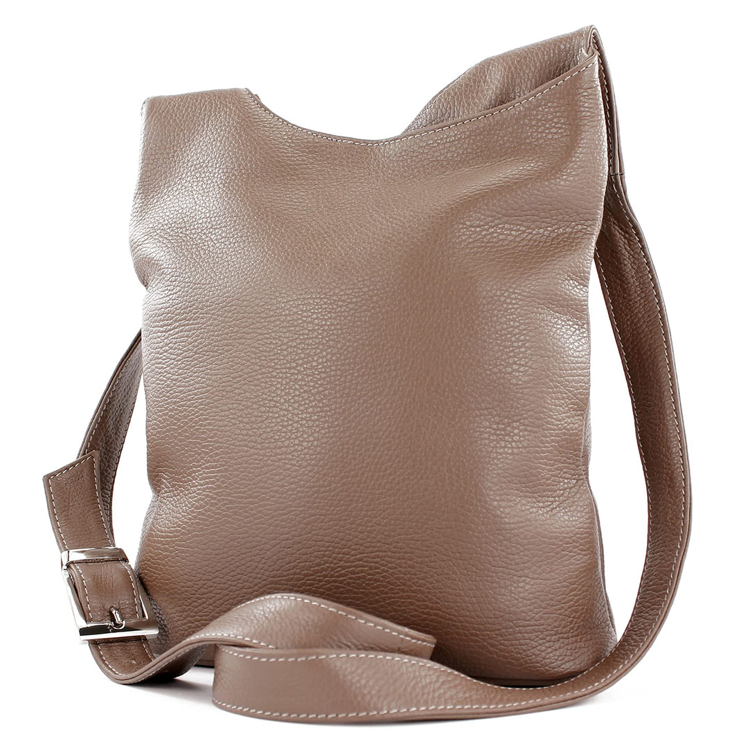 modamoda de T221 Damen Leder Umhängetasche, handmade in Italy Blassbraun, Blassbraun