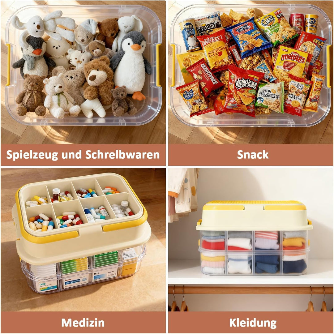 Asaiy Aufbewahrungsbox für Legosteine, Aufbewahrungsbox für Bausteine mit Abnehmbarem Tablett & Inte