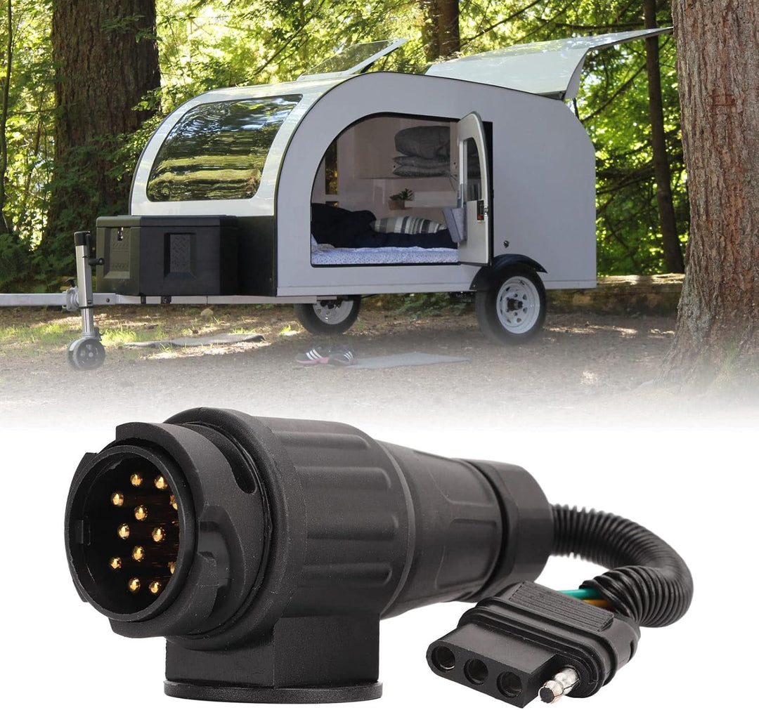 Aramox Trailer Connector, Trailer Plug Adapter EU 13 Way Round to US 4 Way Flat Trailer Connector Co
