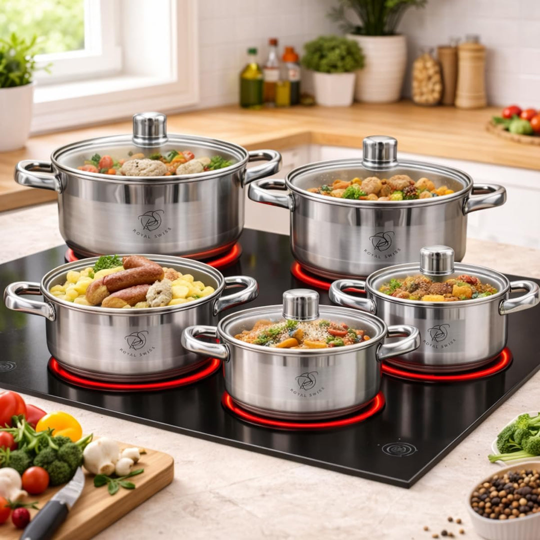 Set mit 5 Kochtöpfen aus Edelstahl Royal Swiss