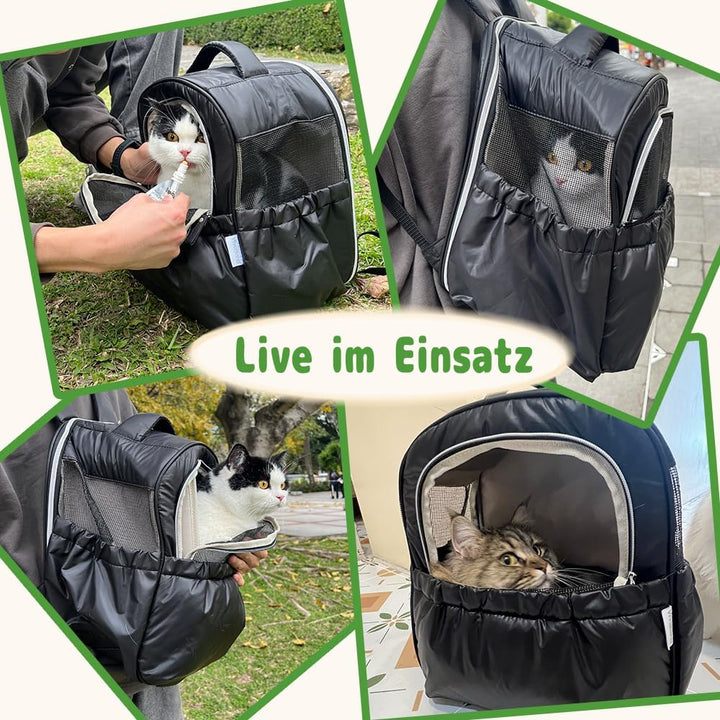 Hundetasche für Kleine Hunde 5kg, Atmungsaktive Katzenrucksack mit Netzfenster, Tragbare und Faltbar