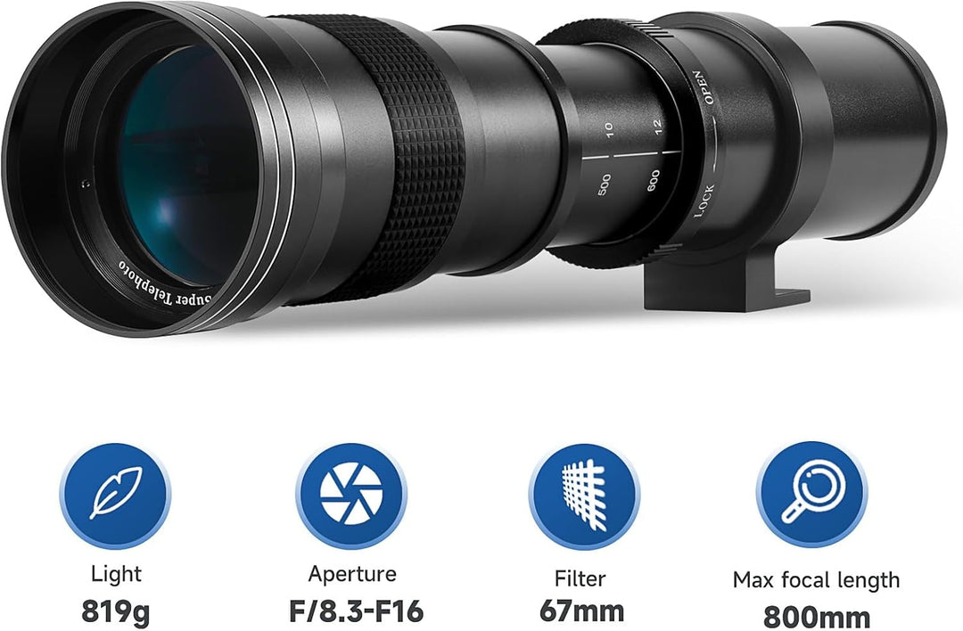 JINTU 420–800mm MF Teleobjektiv Kamera Zoomobjektiv F8.3 für Nikon SLR Kameras D780 D5600 D5500 D540