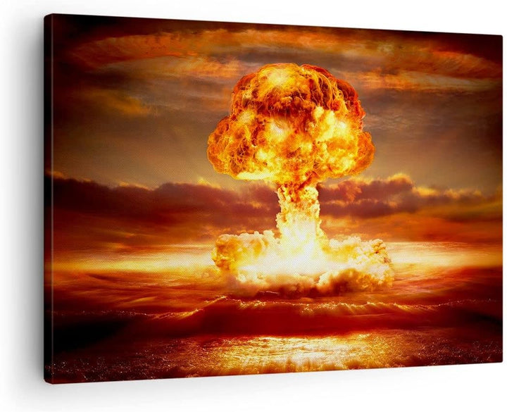 Bilder auf Leinwand Krieg Atombombe Pilz Apokalypse Leinwandbild 70x50cm Wandbilder Dekoration Wohnz